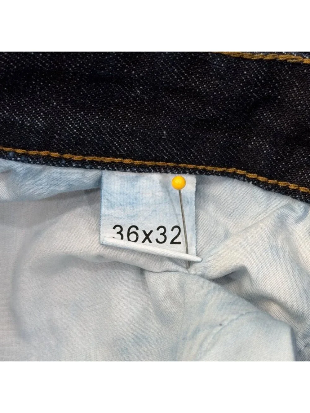 Berlinc Mens 36x32 Wide-Leg Jeans Dark Wash Denim Japanese Selvedge Blue Baggy